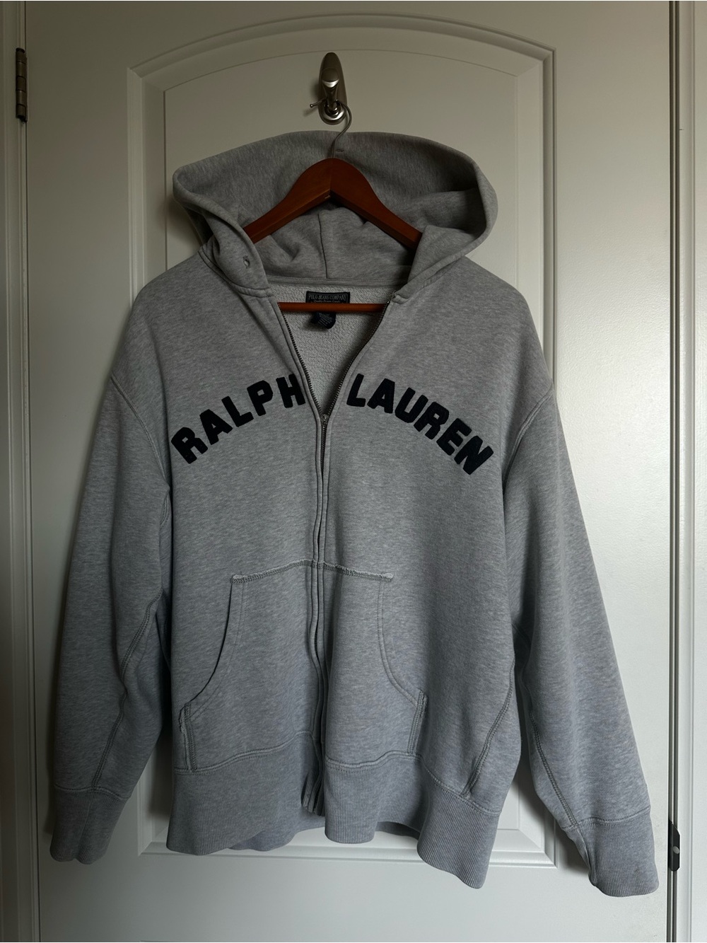 Ralph Lauren Light Gray Full-Zip Spell-out Hoodie (M)